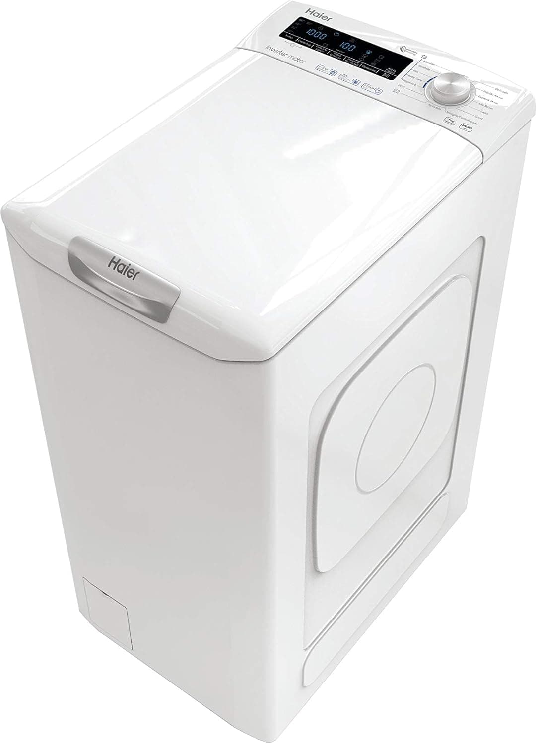 Haier RTXSG47TMCE-37 Lavadora de carga superior 7 kg, 5 ciclos de vapor Steam Plus, motor Inverter, tratamento antibactérias, 1400 RPM, abertura suave, detetor automático KG, 16 programas