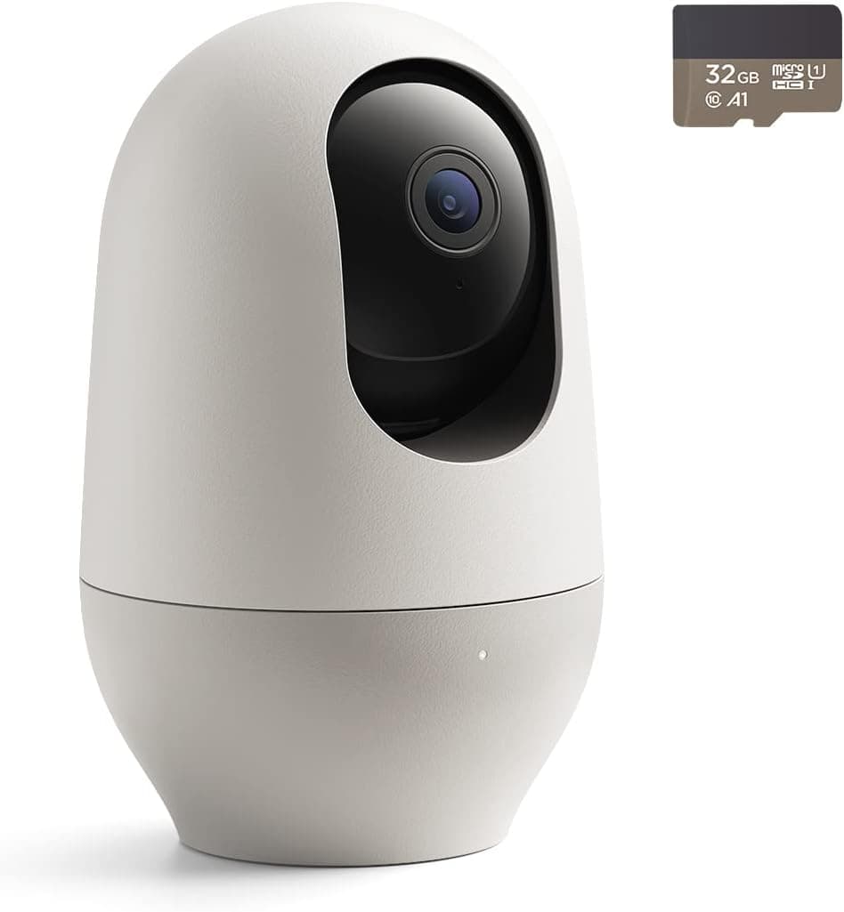 Nooie Câmara IP 1080P | Câmara de vigilância Wi-Fi interior com rotação 360°, visão noturna, áudio bidirecional, deteção de movimento e cartão micro SD 32 GB