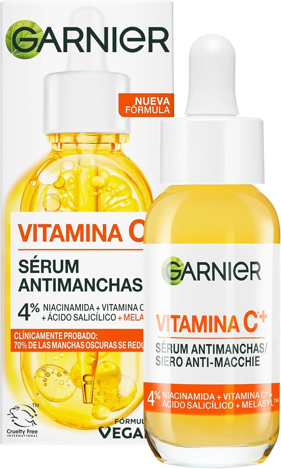 Garnier SkinActive vitamina C Sérum antimanchas, para o dia, com 4% de vitamina C niacinamida ácido salicílico Melasyl™. Nº 1 do mundo. Ingrediente patenteado. Eficácia clinicamente comprovada. 30 ml