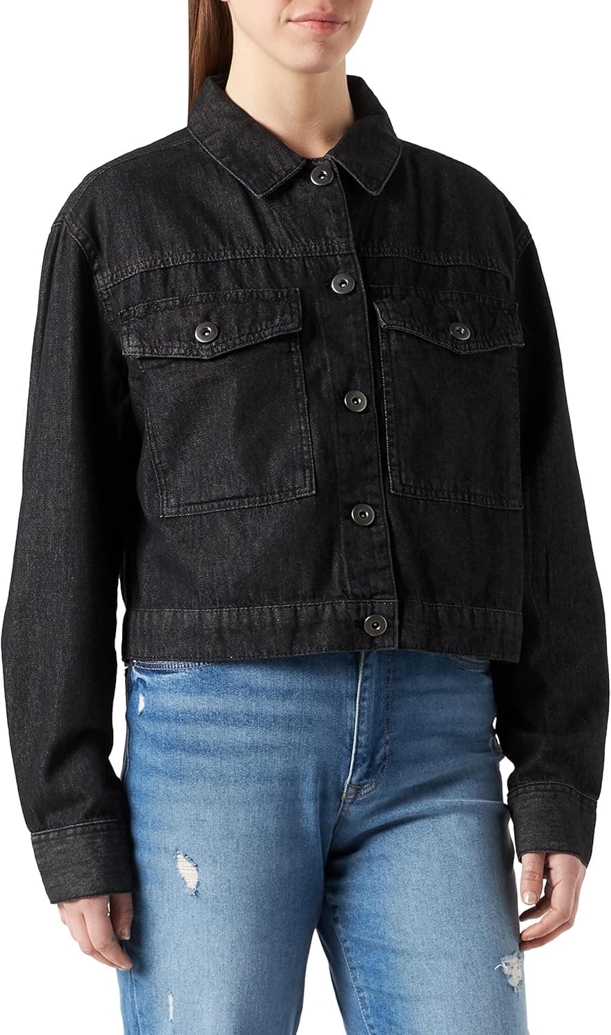 Urban Classics Ladies Short Oversized Denim Jacket, casaco de ganga para mulher