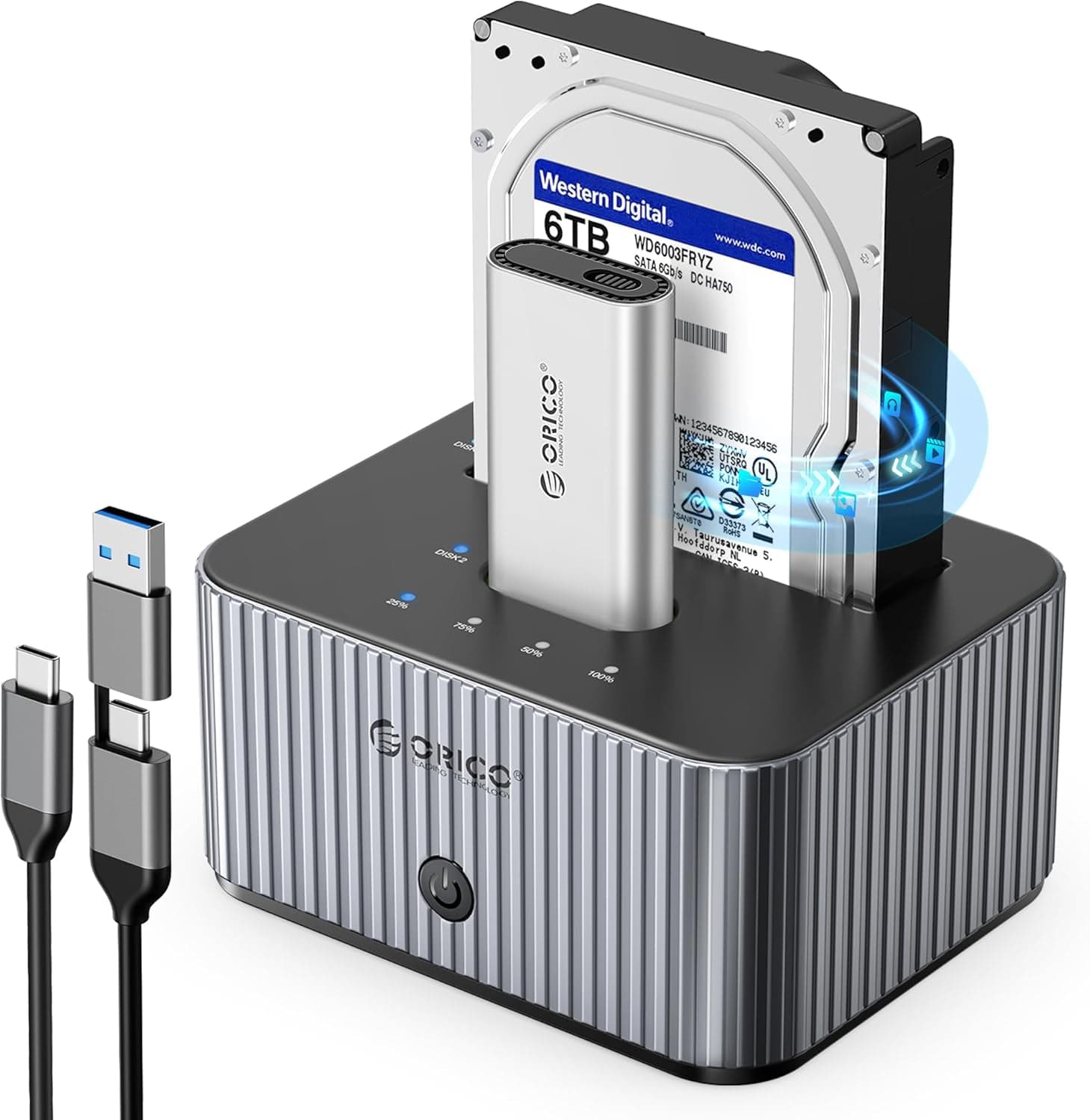 ORICO IT28E-C | Docking station para discos M.2 NVMe e 2.5/3.5 polegadas com clonagem offline e velocidades até 10 Gbps