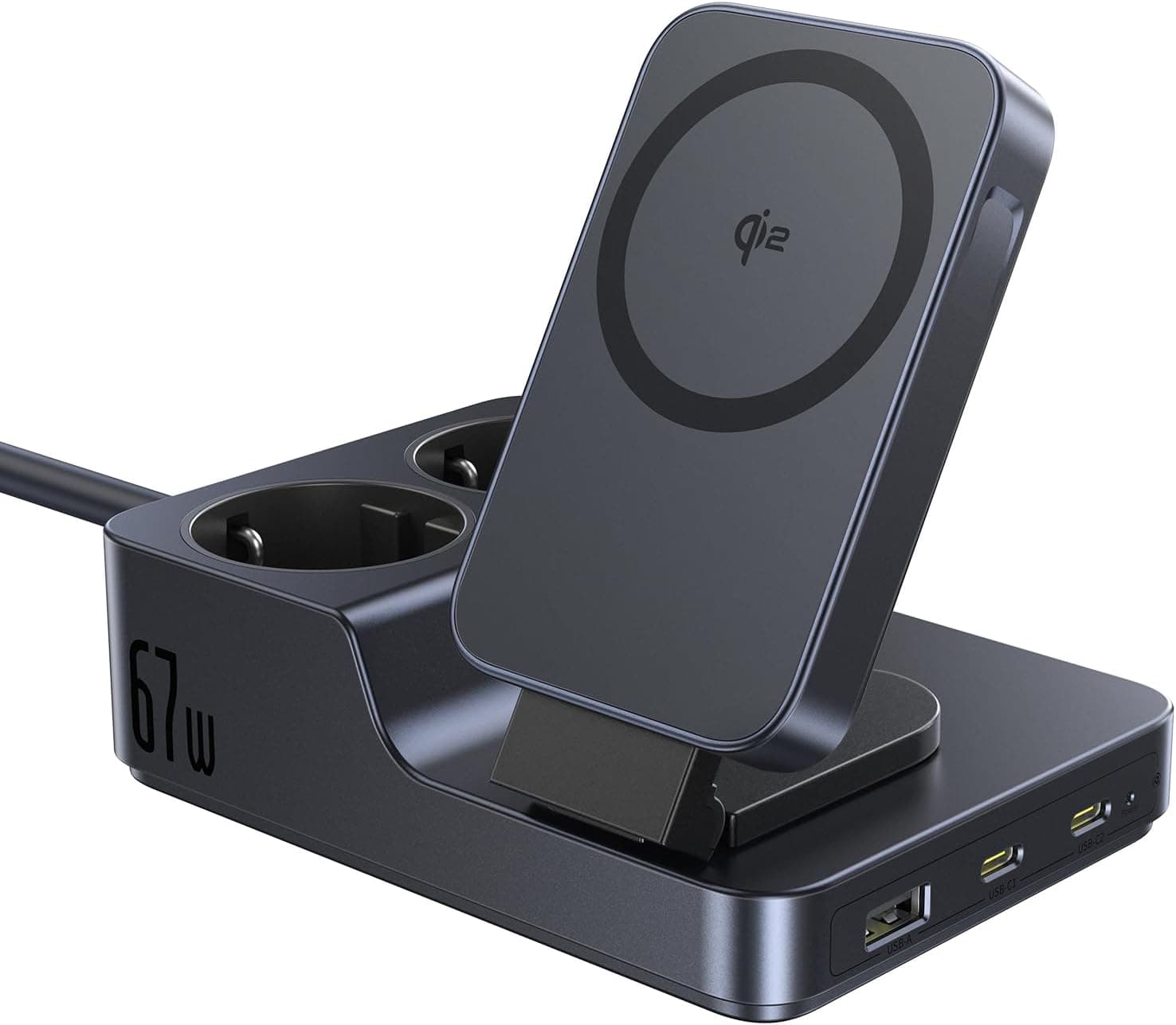 Baseus Nomos 67W | Regleta com USB-C e carregamento magnético Qi2 para portátil e smartphone
