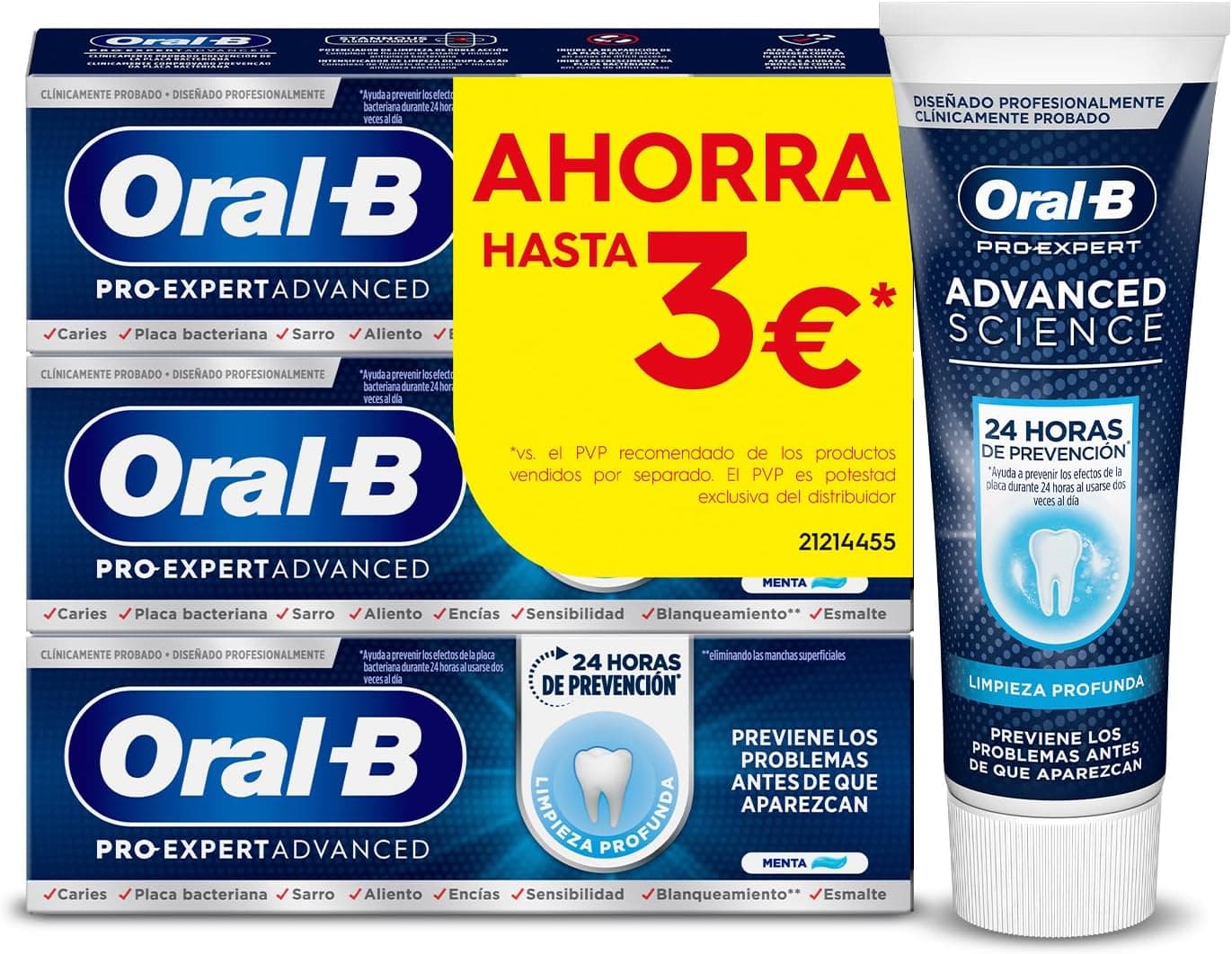 Oral-B Pro-Expert Advanced Science limpeza profunda pasta dentífrica, pack poupança 3 x 75 ml