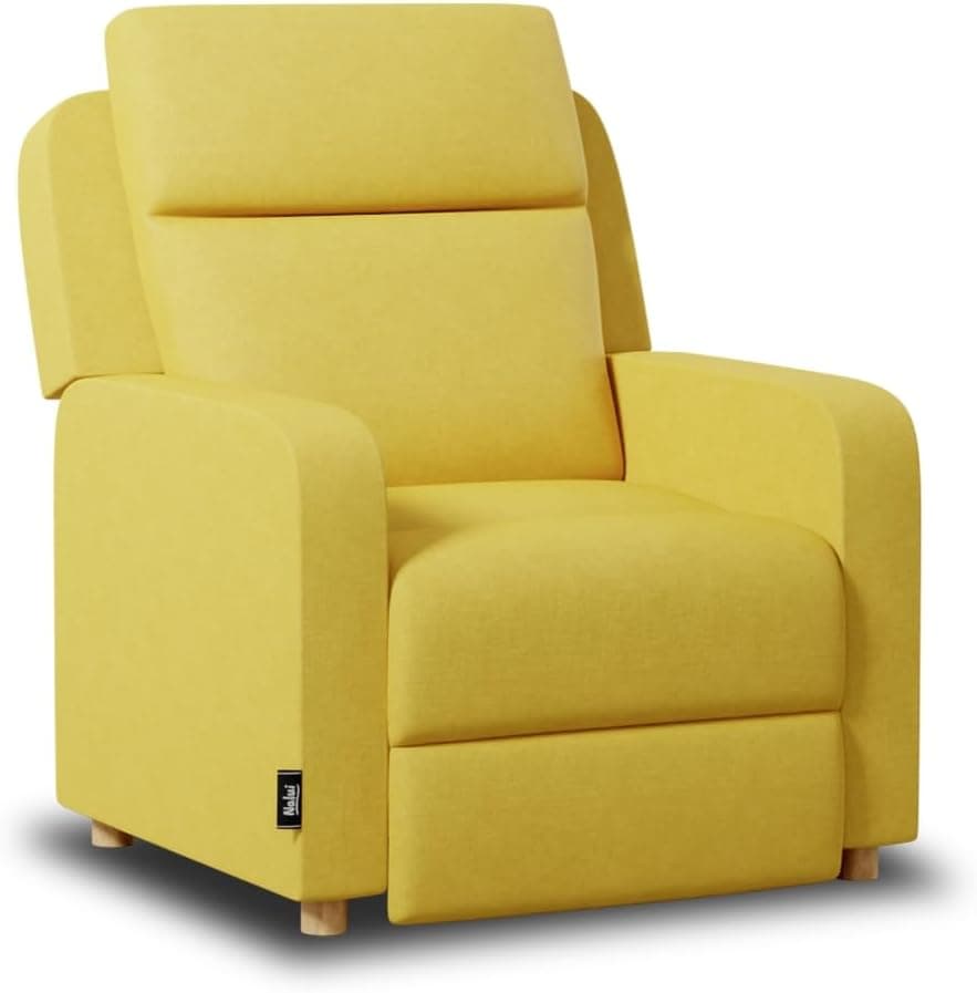 Nalui - Poltrona Relax Reclinável One Fabric (77 x 87 x 95 cm) com abertura manual e estrutura reforçada. Poltrona para sala de estar estofada em tecido com reclinação 160º mostarda
