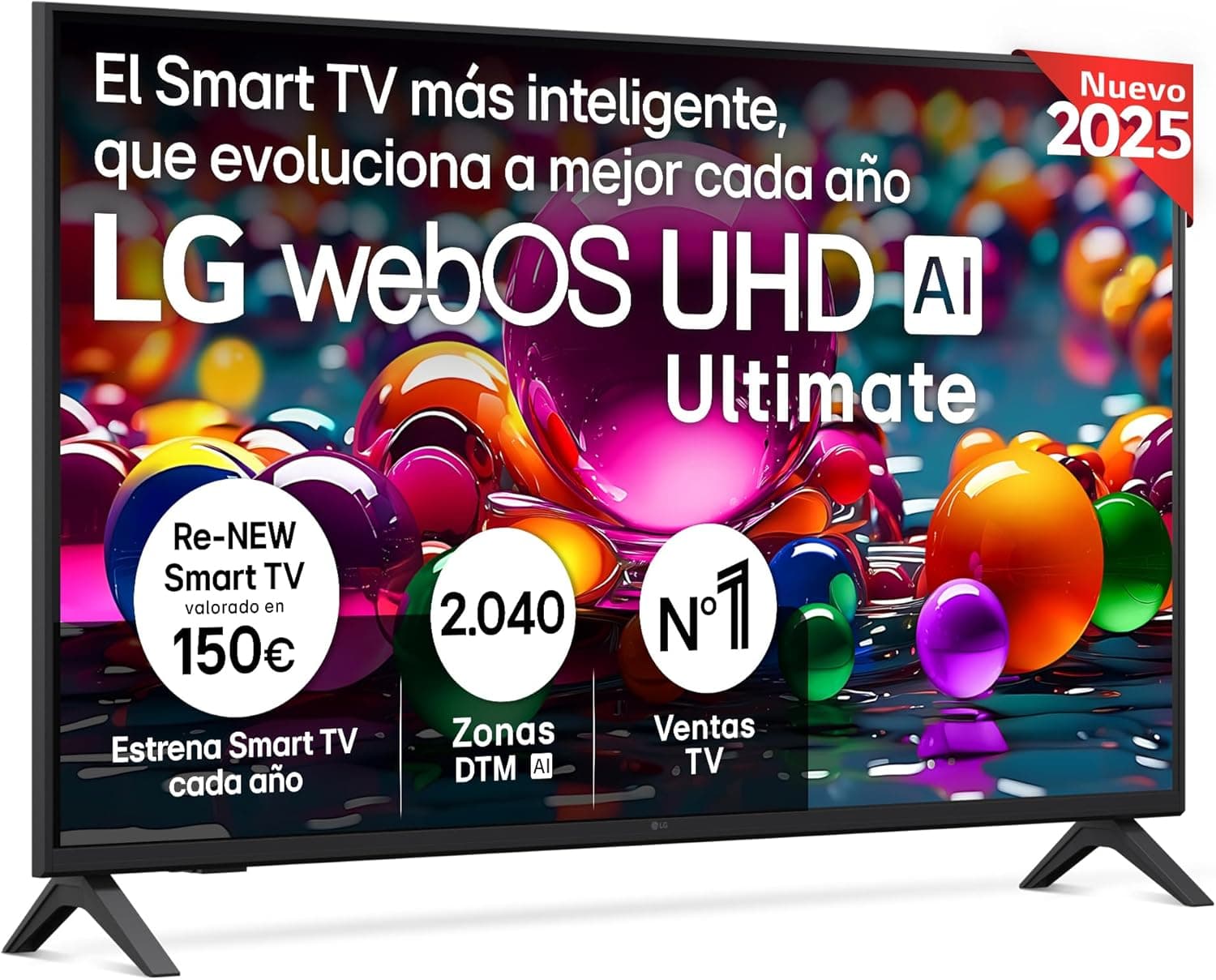 LG 43UA75006LA Televisão 43", UHD 4K, WebOS 25, Ultimate IA, HDR10 Pro, Super Upscaling, Dolby Digital Plus, Google Assistant, preto