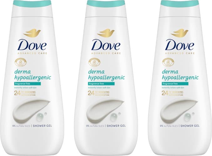 Dove Advanced Care gel de duche hipoalergénico 400 ml x 3