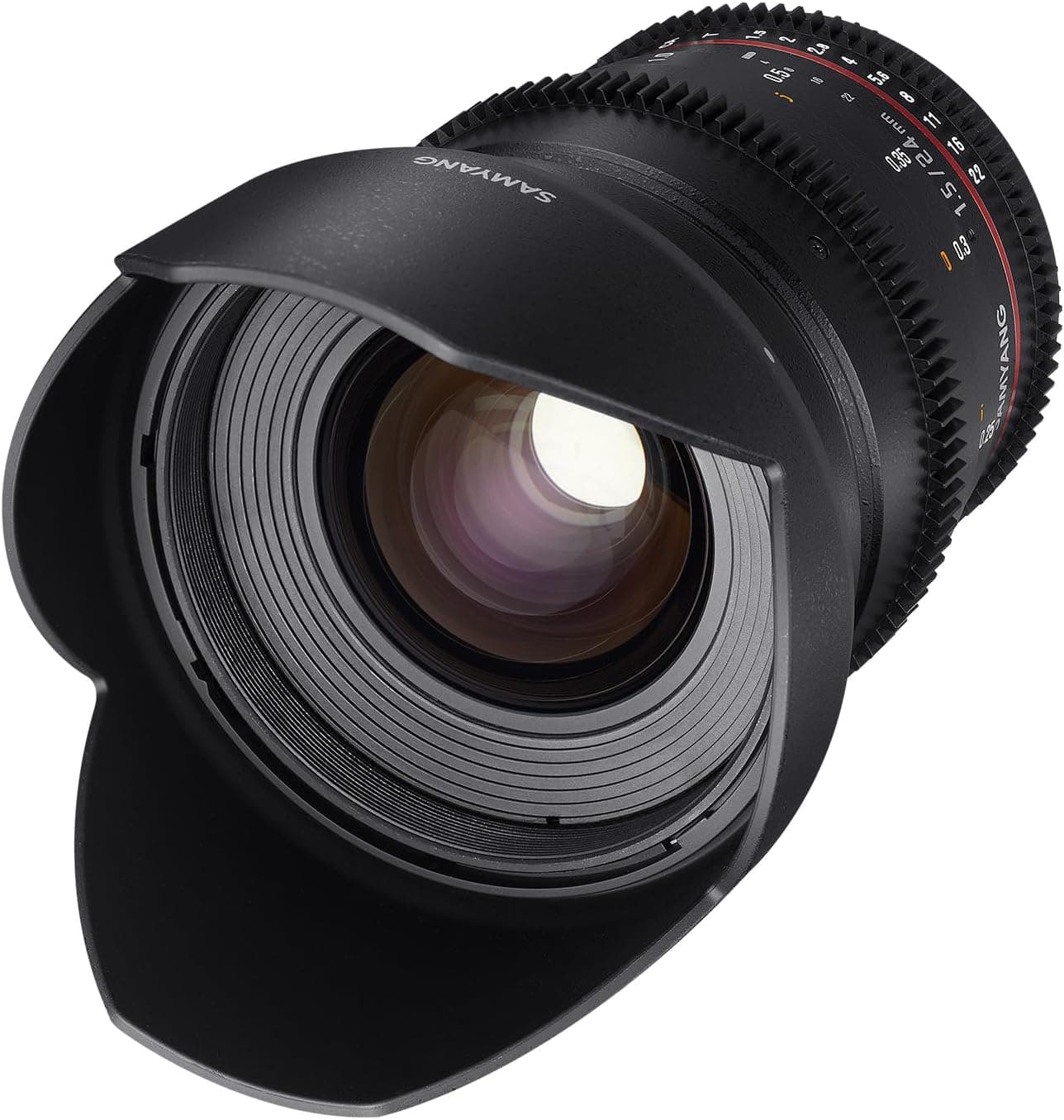 Samyang F1312806101 - Objetiva de vídeo VDSLR para Sony E (distância focal fixa de 24 mm, abertura T1,5-22 ED AS IF UMC II, diâmetro do filtro: 77 mm), preto