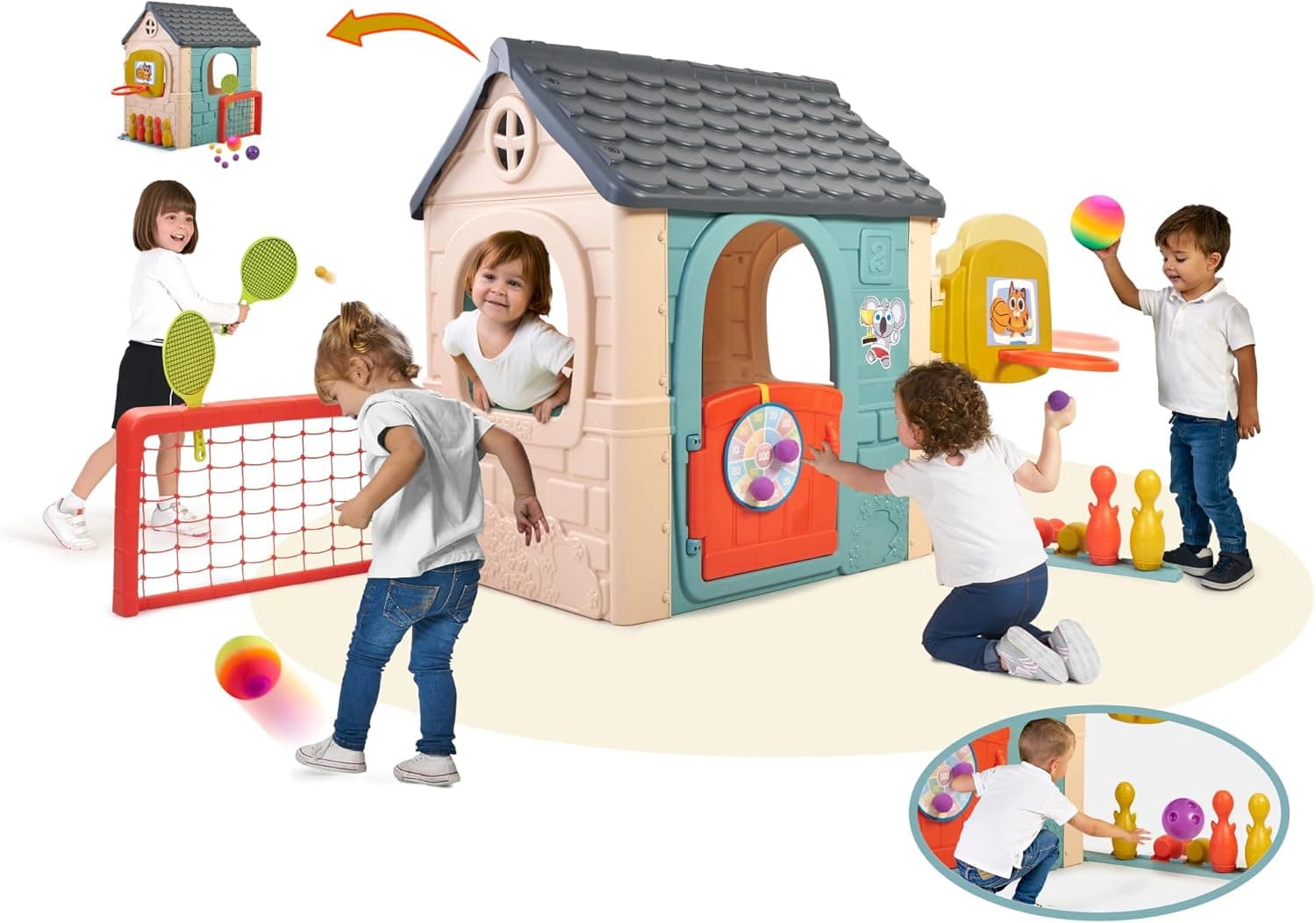 FEBER Casual 6 Activities House | Casa de brincar com 6 atividades e acessórios para crianças a partir dos 3 anos