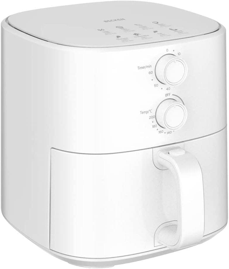 Becken Frigideira sem óleo de 5 l, fritadeira de ar, 1500 W, temperatura ajustável, temporizador, branco