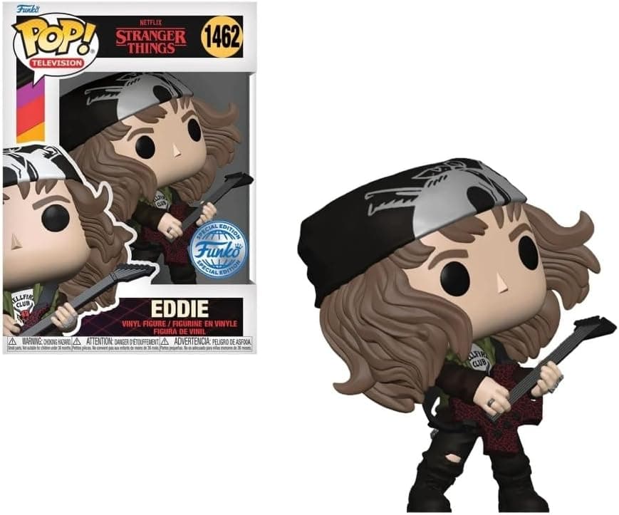 Funko Pop! TV: Stranger Things S4 - Hunter Eddie com guitarra (MT) (Exc) Figura colecionável de vinil