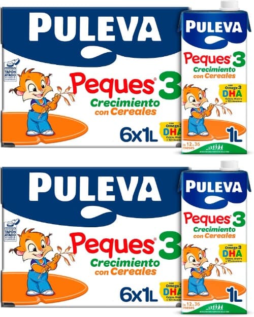 Puleva Peques 3 crescimento com cereais de 12 a 36 meses, 1L x 12