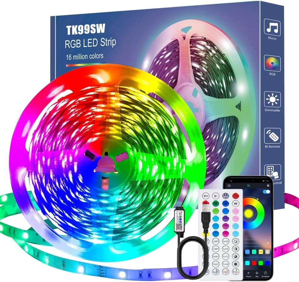 Tiras LED de 9 m, luzes LED de quarto, com controlo remoto e aplicação, modo musical, Led Strip Light para decoração de Natal festas cozinha TV casa