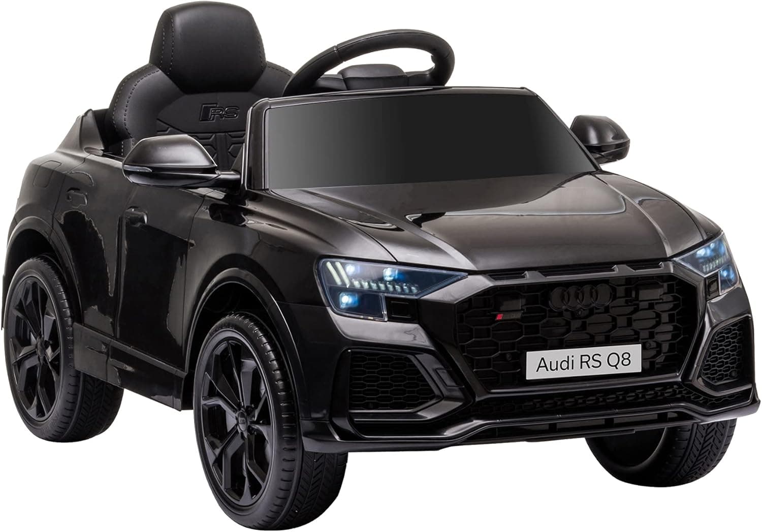 HOMCOM Carro elétrico infantil + 3 anos de licença Audi RS Q8 com bateria 6 V 2 motores, controlo remoto música MP3 buzina e luzes velocidade máxima. 3km/h 101 x 62 x 51 cm preto