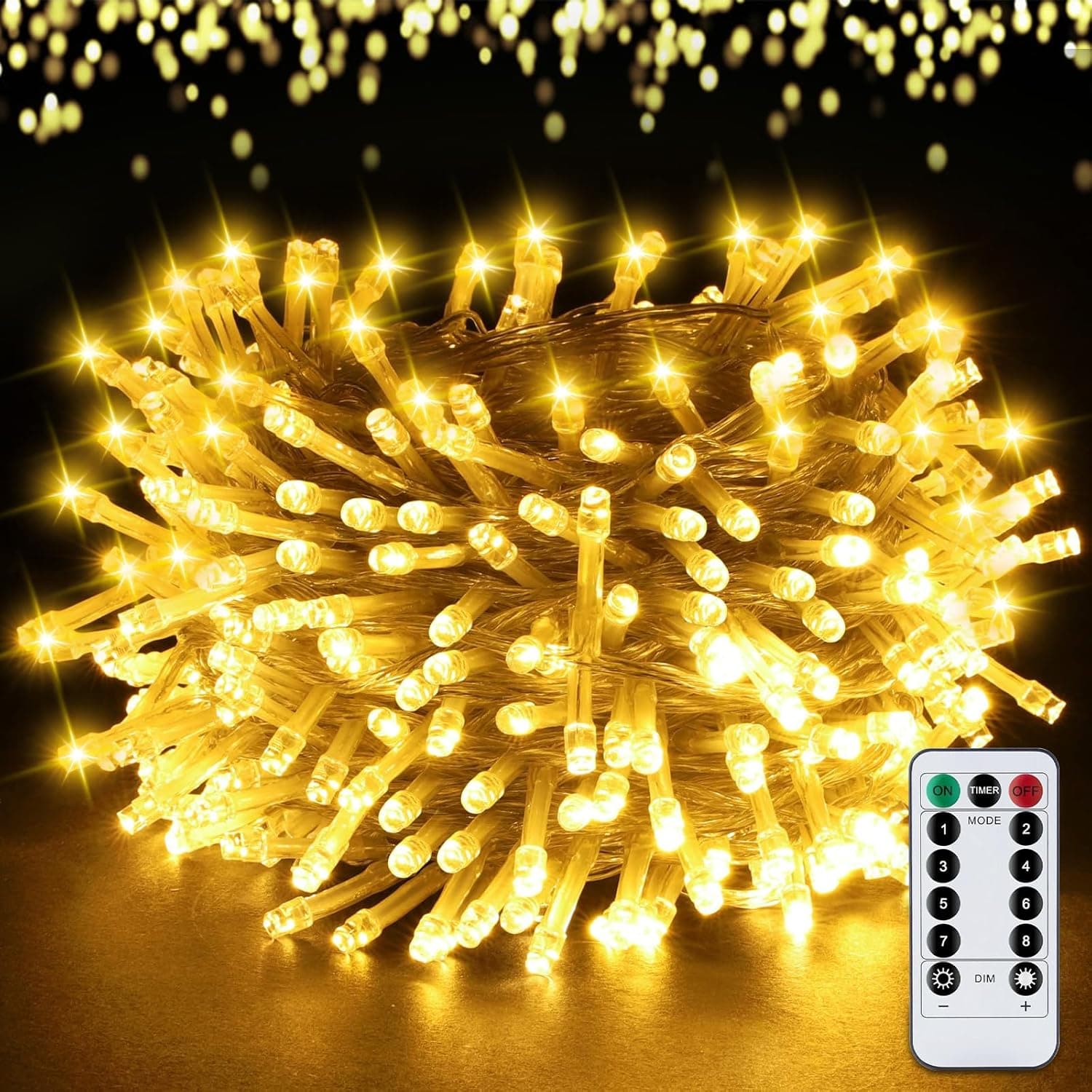 POWZOO Luzes árvore Natal, grinalda de luzes exteriores 50 m 500 LEDs luzes de Natal exterior 8 modos de luz, luzes de Natal impermeáveis árvore de Natal, terraço, grinalda de Natal conectável, branco 