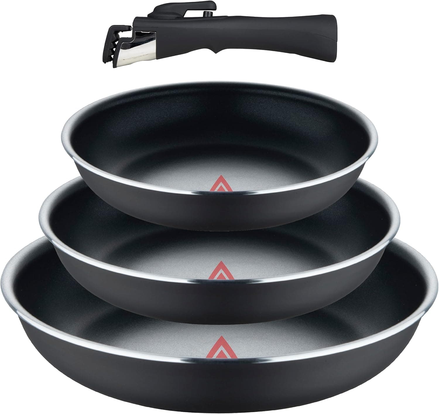 Bergner Set 4 peças frigideiras Alu prensado com cabo desmontável e Heat Dot - ILAG Essential - antracite - indução compatível, 18 cm 20 cm 24 cm