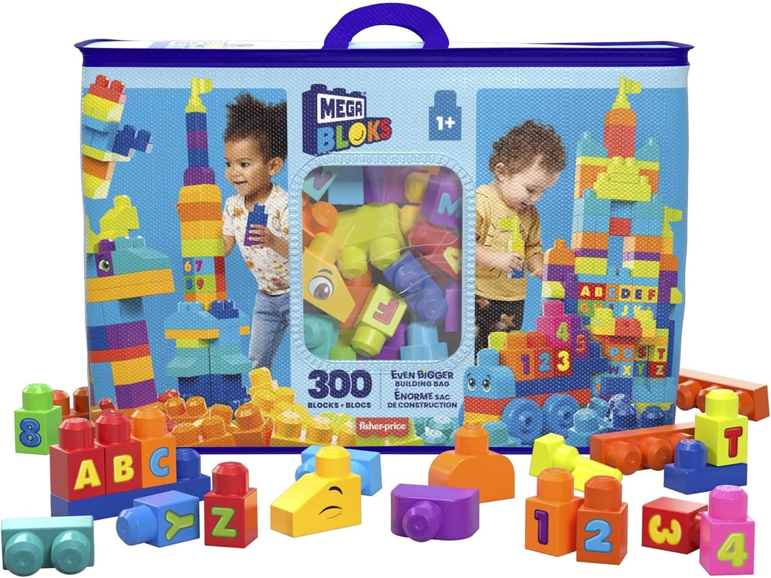 MEGA Bloks bolsa extra grande 300 blocos de construção de cores, brinquedo + 1 ano (Mattel HHM97)