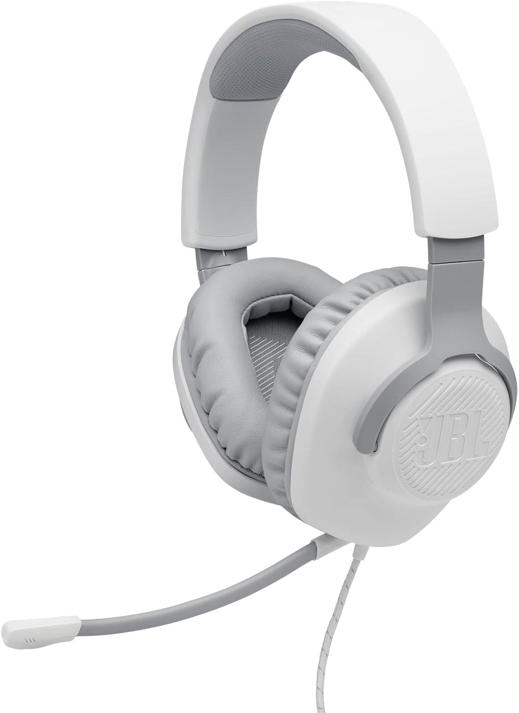 JBL Quantum 100 Auriculares para gamers com som QuantumSOUND, microfone Boom design leve, confortável e atraente, compatível com várias plataformas, em branco