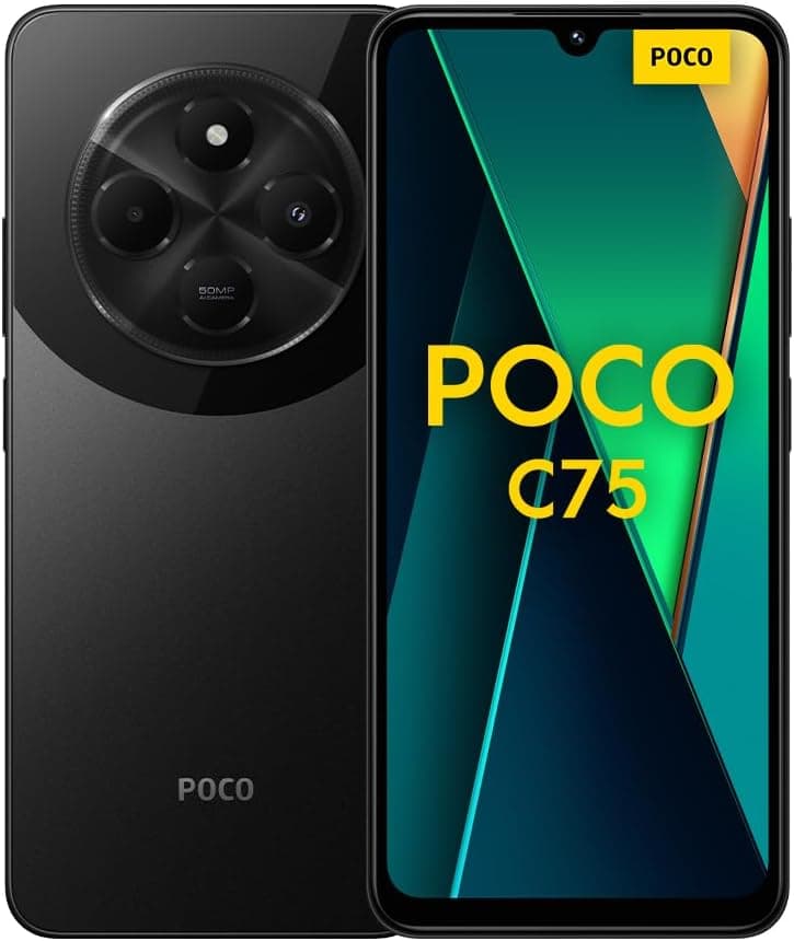 Xiaomi Poco C75 - Smartphone de 6+128 GB, ecrã imersivo de 120 Hz, MediaTek Helio G81-Ultra, câmara dupla de 50 MP IA, 5160 mAh, carregamento rápido de 18 W, NFC, preto