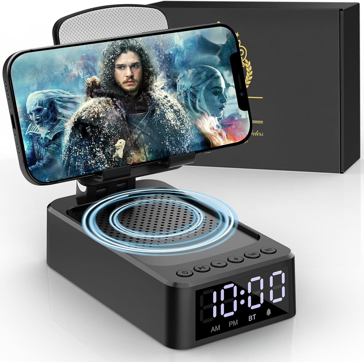 ZOOI Suporte para telemóvel com coluna e alarme