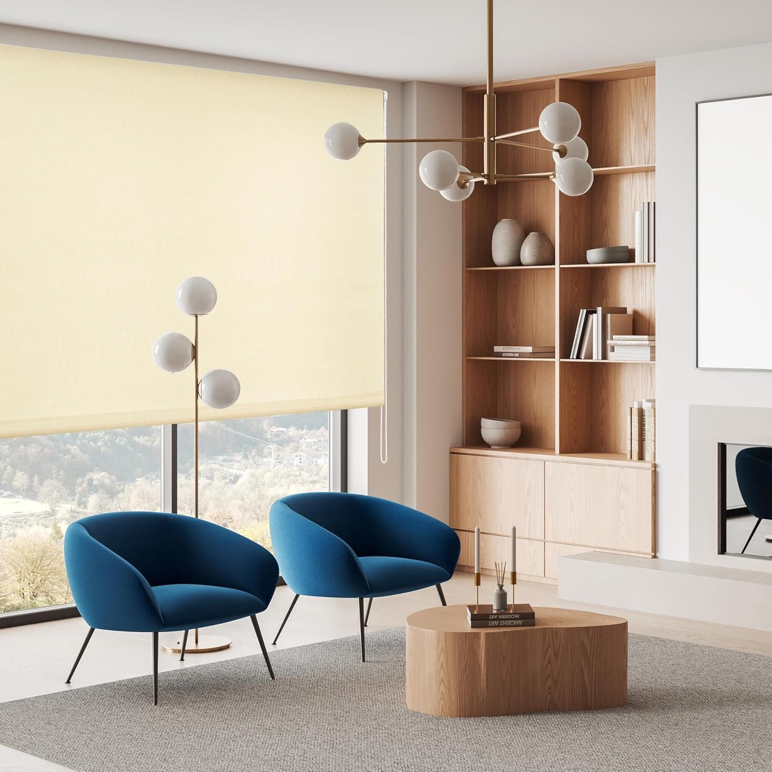 Blindecor Ara | Estore de rolo translúcido liso, areia, 80 x 175 cm (largura por altura), tamanho do tecido 67 x 170 cm, estantes para janelas
