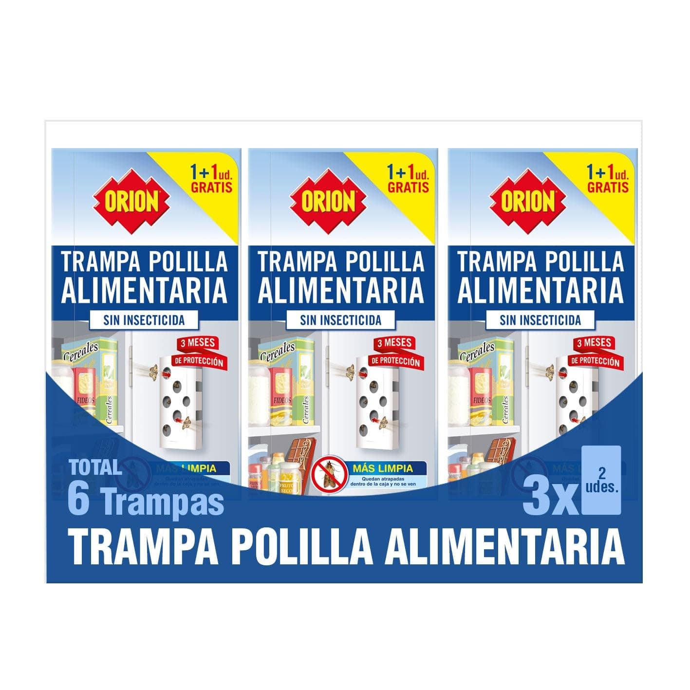 Orion - 6 Armadilhas para traças de alimentos | sem inseticidas e sem odor, para despensa e cozinha, ficam presas no interior e não se veem, mais higiénicas, eficiência durante 6 semanas