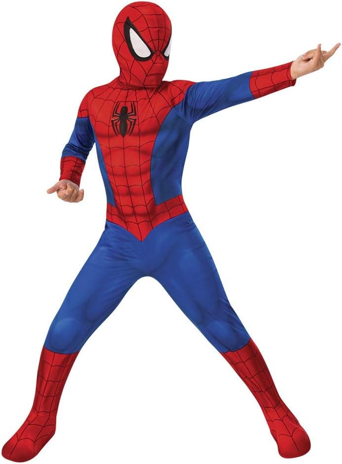 Rubies Disfarce Spiderman para criança, com capas de botas anexadas e máscara de tecido oficial de filme o homem aranha da Marvel disfarce para Halloween, Natal, carnaval e aniversário