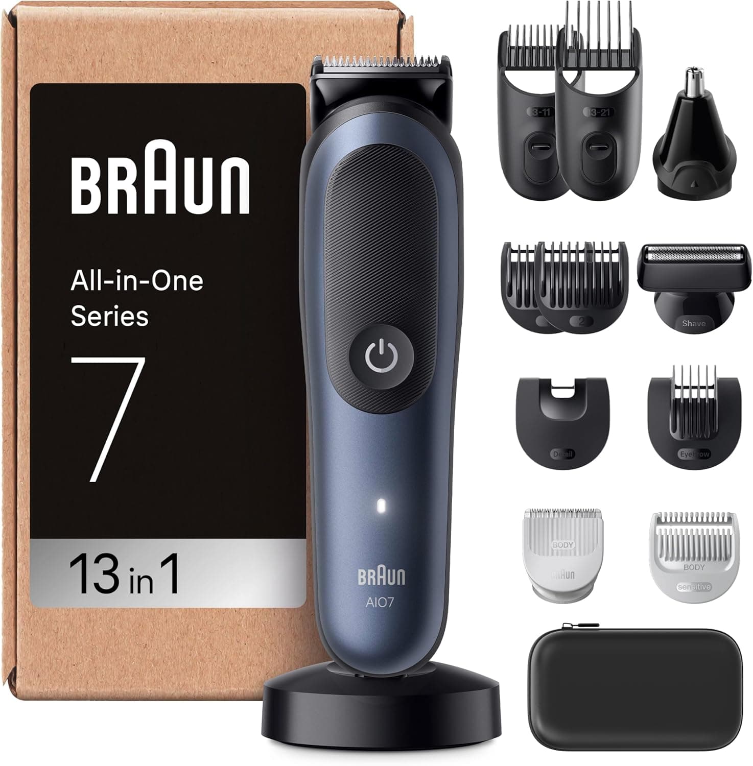 Braun Series 7 AIO7565 | Máquina de cortar cabelo e barba 13 em 1 com lâmina ultra afiada e 120 minutos de autonomia
