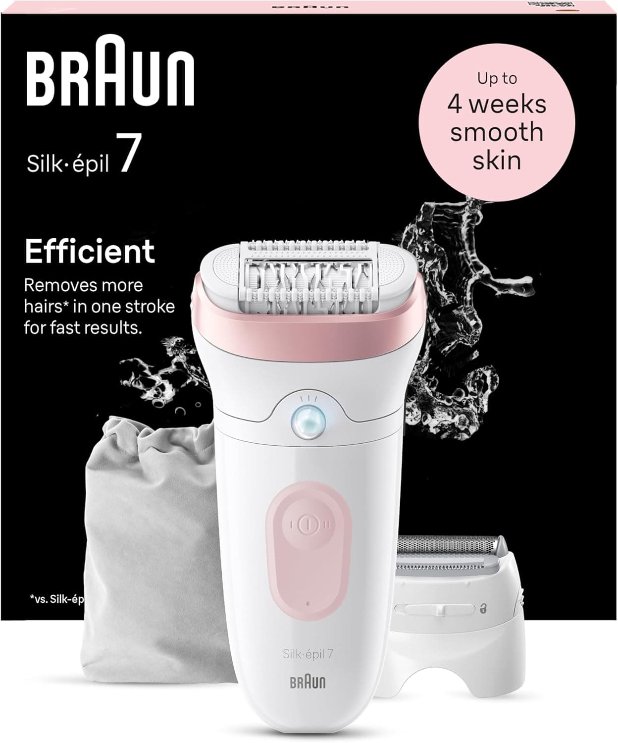 Braun Silk-épil 7, Depiladora elétrica para uma eliminação fácil do cabelo, pele macia e duradoura, 7-030, branco/flamingo