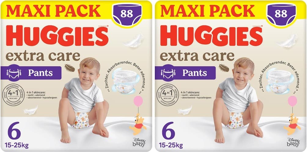 Huggies Cuecas para fraldas extra care, tamanho 6 (16-30 kg), 8 embalagens de 22 fraldas