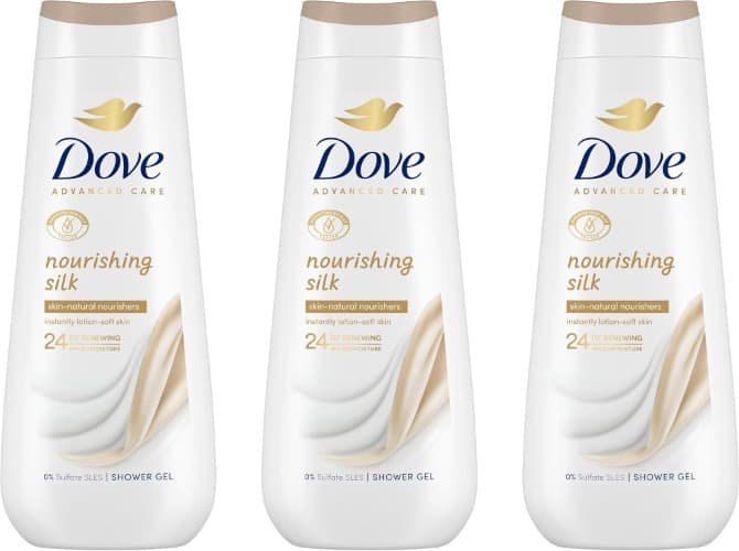 Dove Advanced Care gel de duche de seda nutritiva hidratantes naturais 600 ml x 3