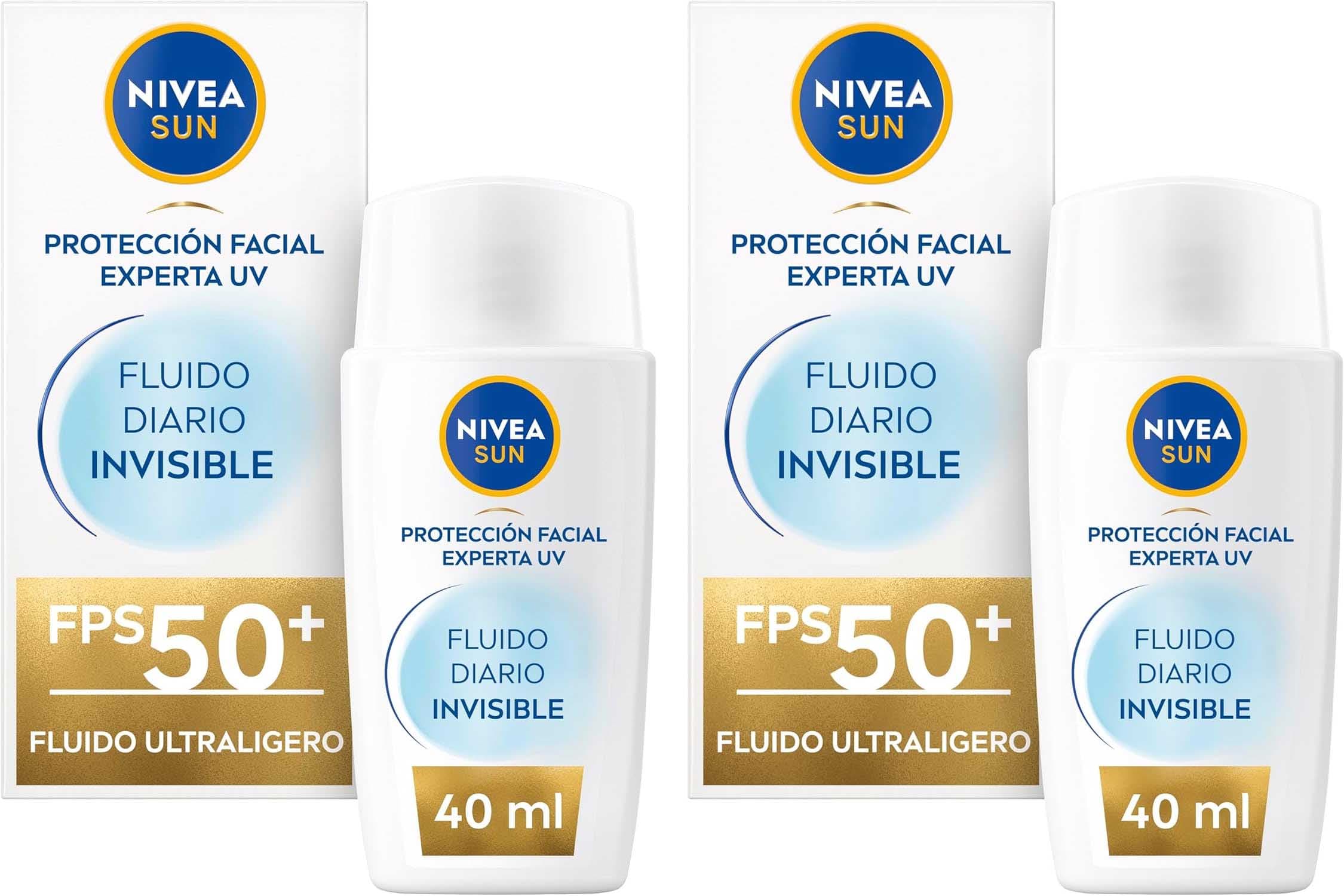 NIVEA SUN Fluido diário invisível protetor solar facial FPS 50 (1 x 40 ml), protetor solar facial ultra leve com efeito mate, proteção solar enriquecida com antioxidantes