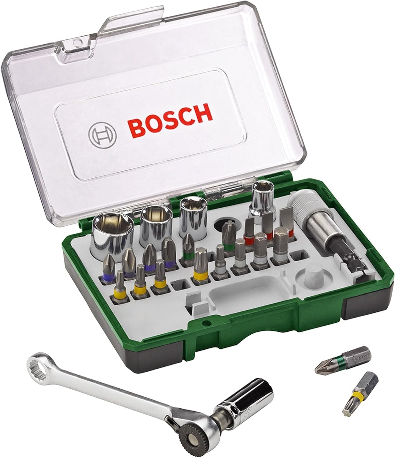 Bosch Profesional Conjunto de 27 peças de aparafusamento, com chave de roquete, versão standard