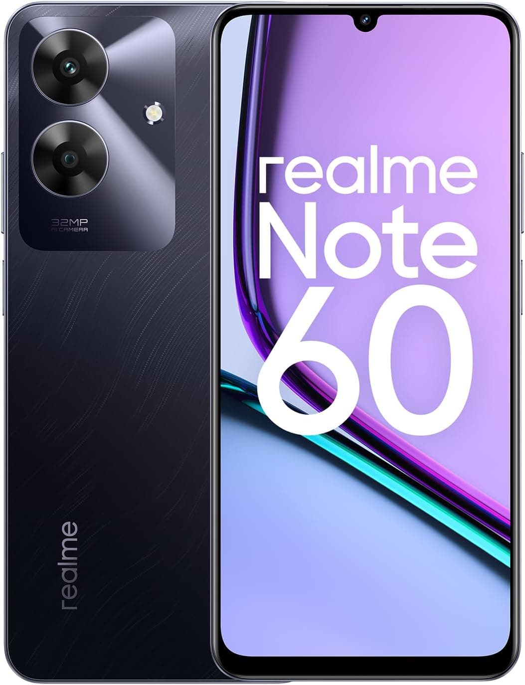 realme Telemóvel Note 60 4G 4+128GB, ecrã de 90 Hz, câmara super nítida de 32 MP, corpo ultrafino de 7,84 mm, grande bateria de 5000 mAh, preto