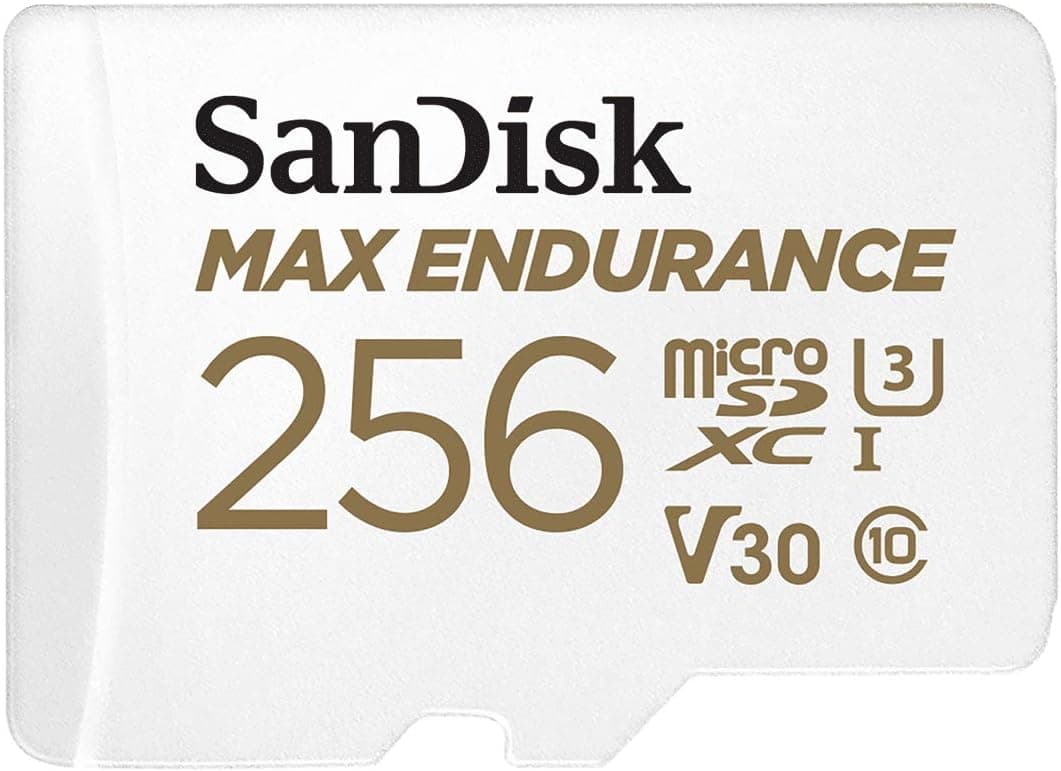 SanDisk MAX ENDURANCE Video Monitoring for Dashcams & Home Monitoring 256 GB microSDXC Memory Card SD adaptador 120,000 Hours Endurance, branco