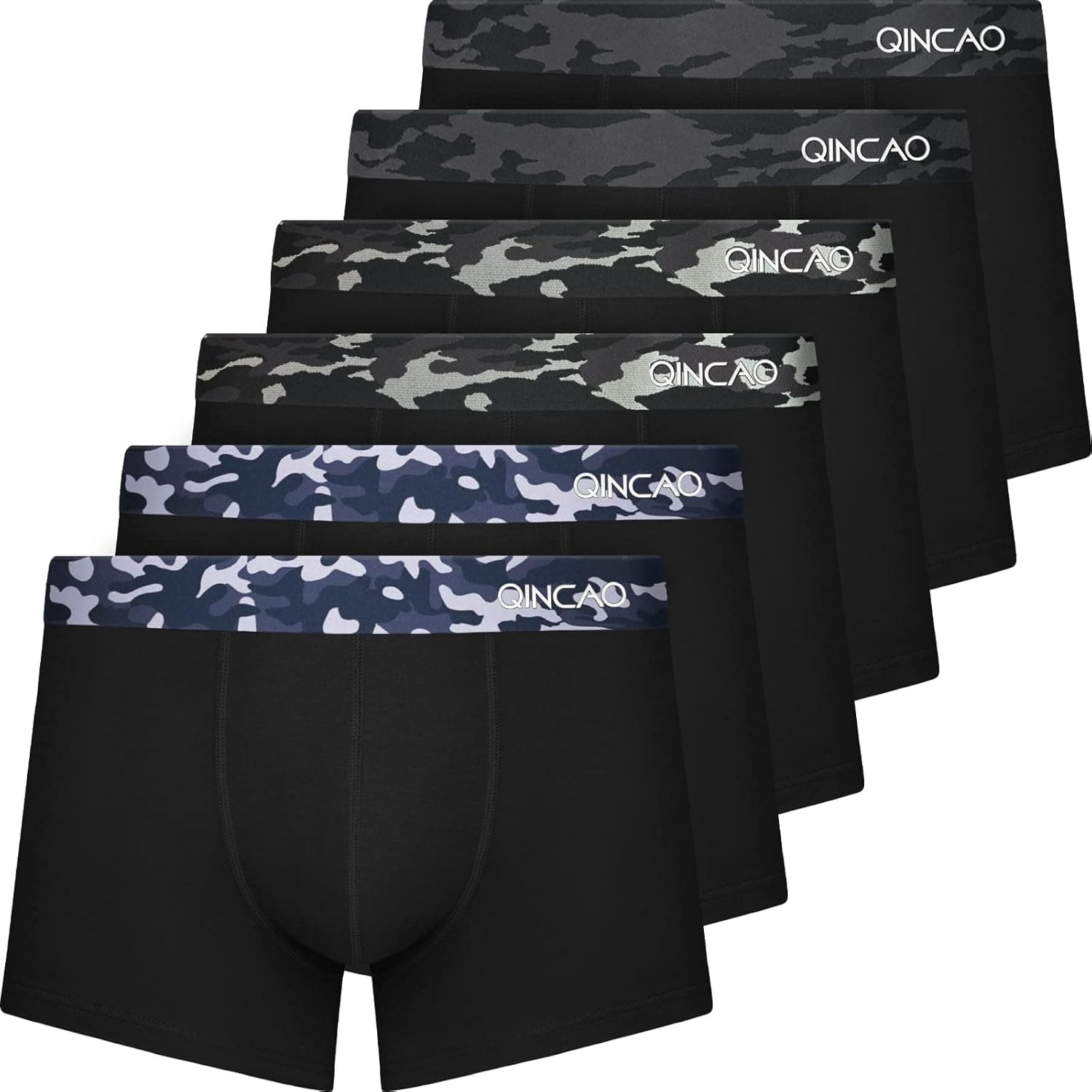 QINCAO Cuecas tipo boxers para homem, embalagem de 6 unidades, não arranham a pele, roupa interior de algodão 