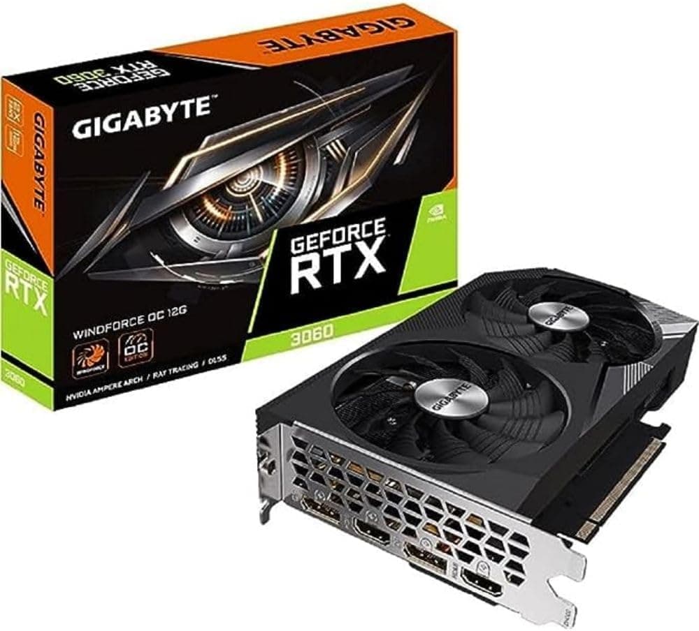Gigabyte NVIDIA GeForce RTX 3060 WINDFORCE OC V2 Targeta gráfica - 12 GB GDDR6, 192-bit, PCI-E 4.0, 1792 MHz Core Clock, 2 x DP 1,4, 2 x HDMI 2.1, NVIDIA Ampere - G. V-N30 60WF2OC-12GD