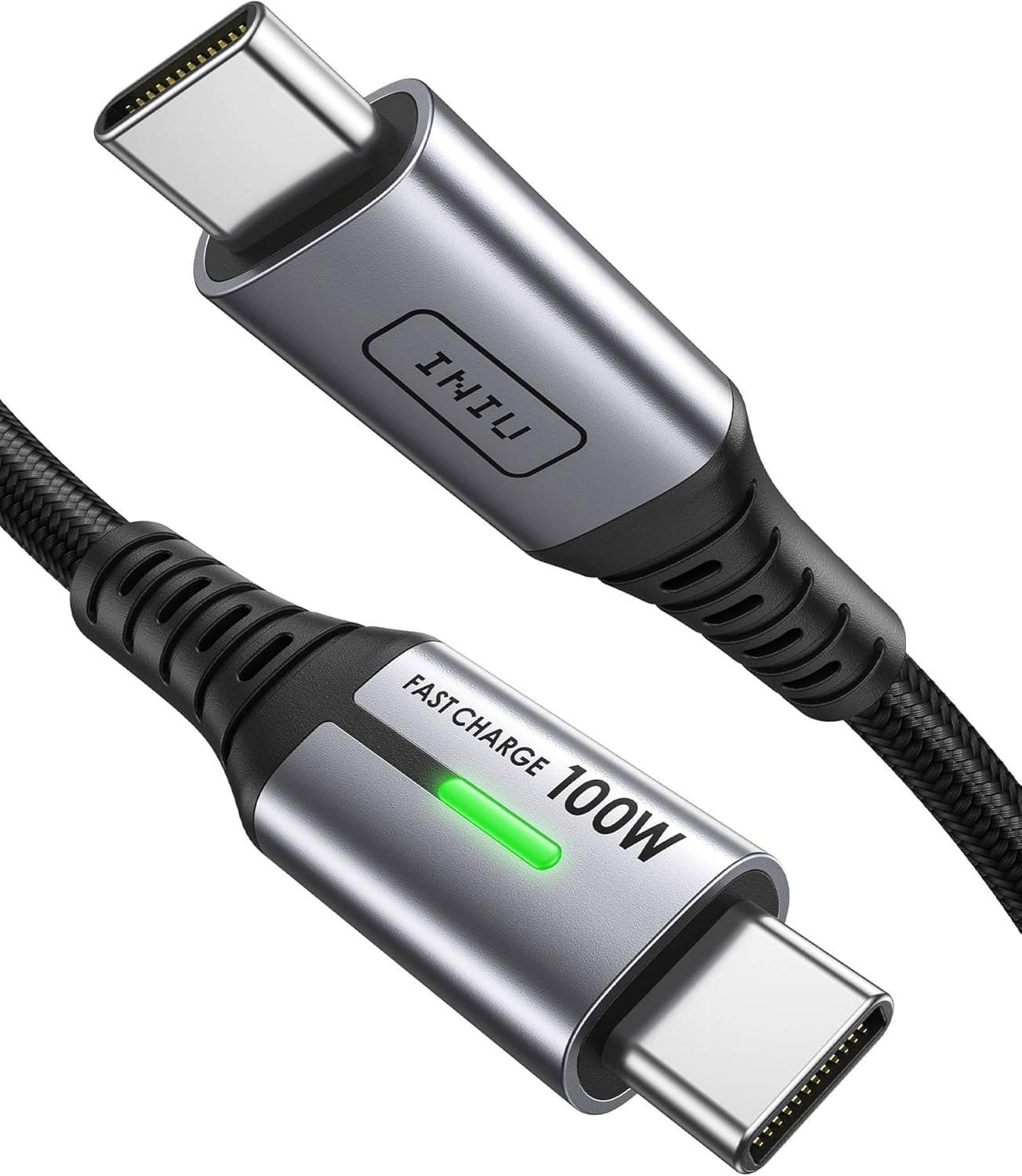INIU Cabo USB C, 100 W 2 m cabo de carregamento rápido QC de USB C para USB C, cabo tipo C entrançado nylon de dados carregador de telefone USB-C para Samsung S22 iPad Pro MacBook tablets LG Google