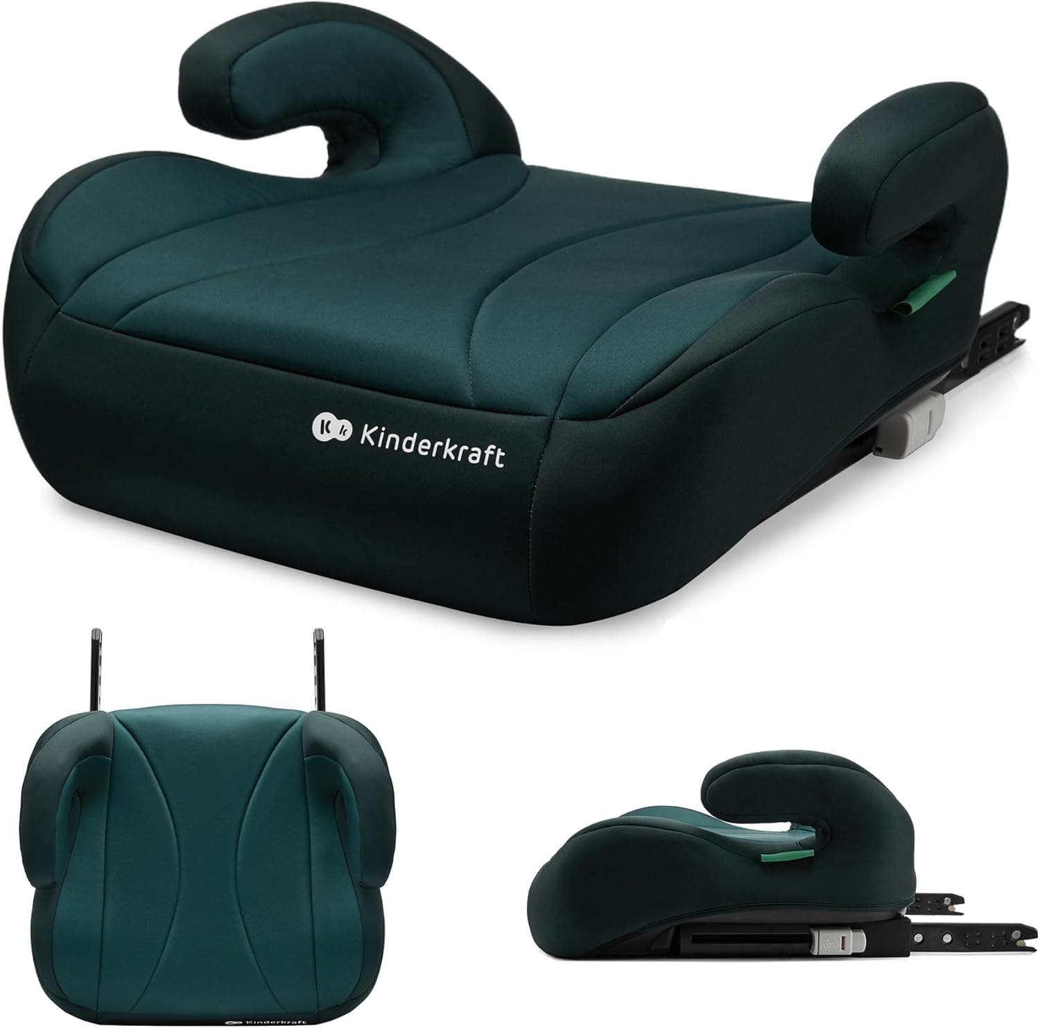 Kinderkraft I-BOOST Cadeira de carro, cadeira de bebé, assento de carro, tamanho I, 135-150 cm, assento elevatório de 9 a 12 anos, fácil de montar, postura ergonómica, espuma adicional, verde