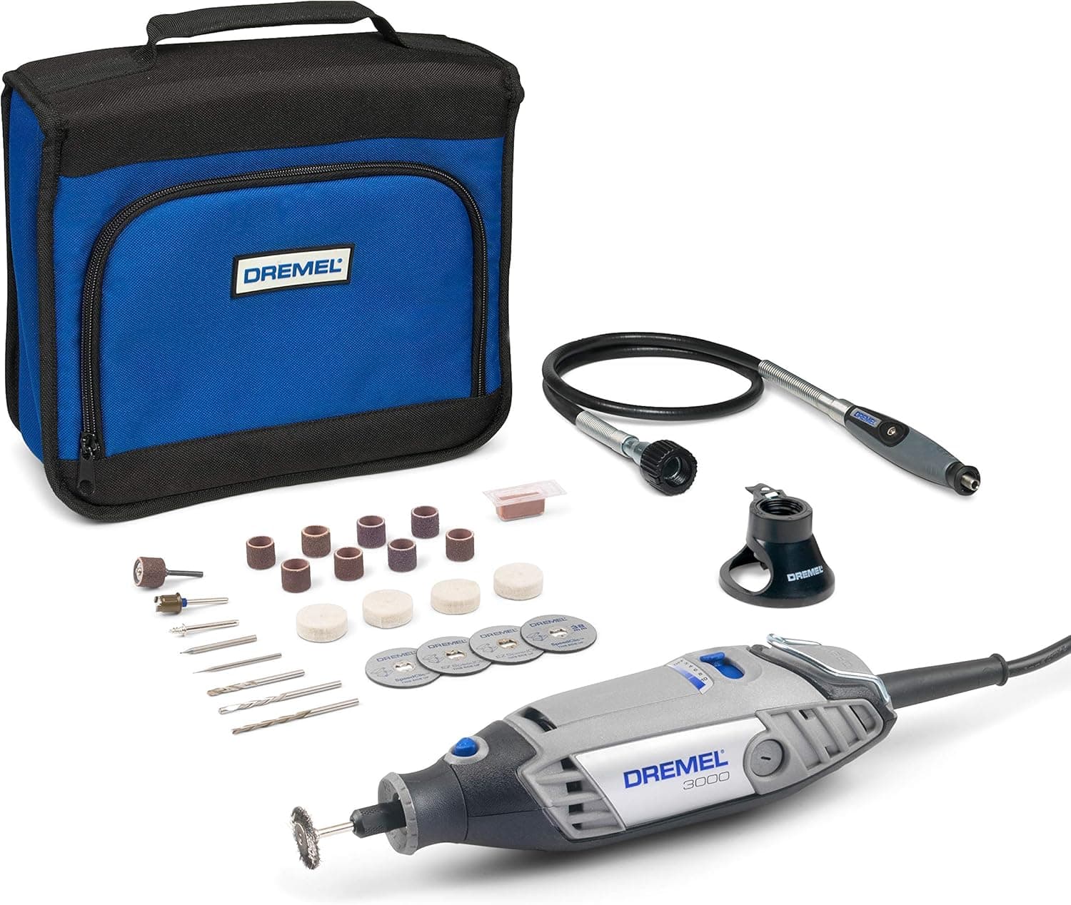 Dremel 3000 | Multifunções rotativa 130 W com eixo flexível guia de corte e 25 acessórios