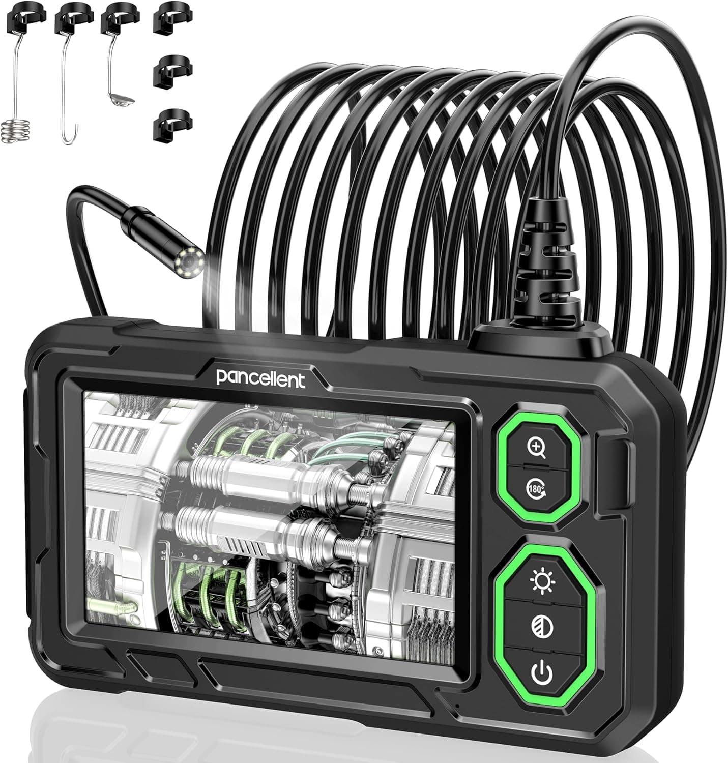 Câmara de inspeção de endoscópio industrial, câmara de esgoto com boroscópio IPS Pancellent de 4,3 polegadas com câmara de cobra impermeável IP67 de mão com 8 luzes LED 5 m
