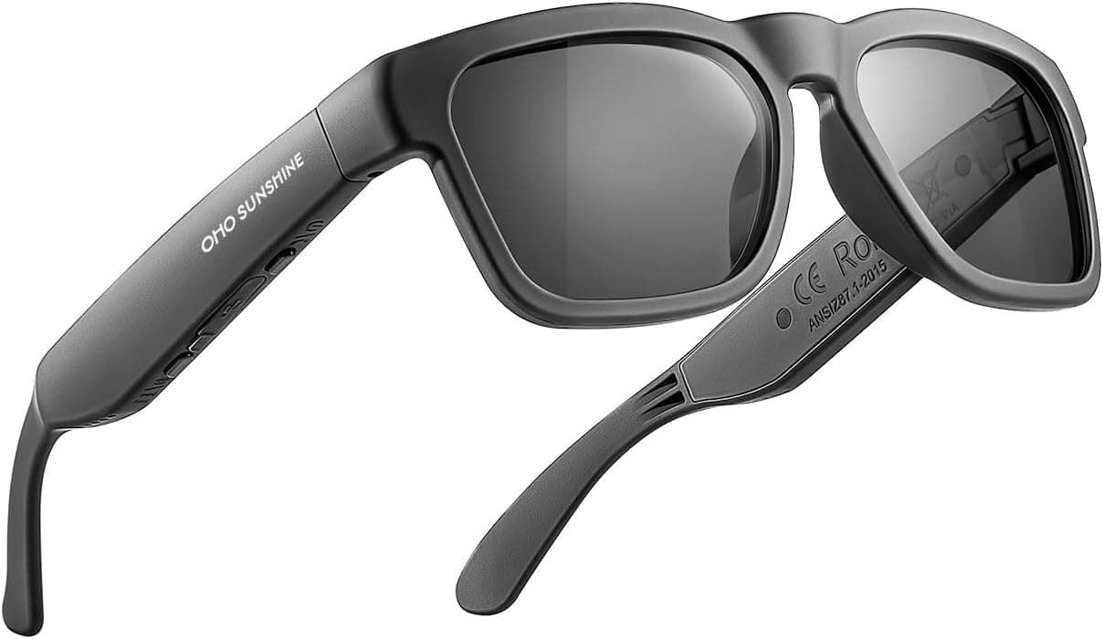 OhO sunshine Óculos de sol de áudio resistentes à água, óculos de sol Bluetooth modernos para ouvir música e fazer chamadas telefónicas, lente polarizada UV400