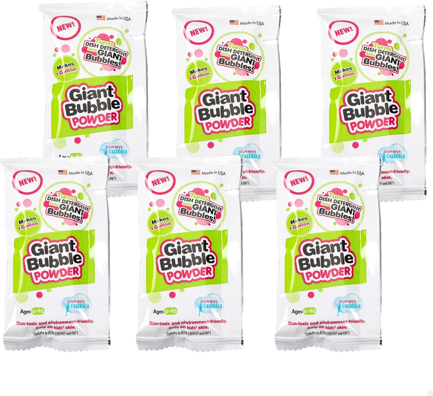 Wowmazing Saquetas de pó para fazer bolhas de sabão gigante, 6 saquetas