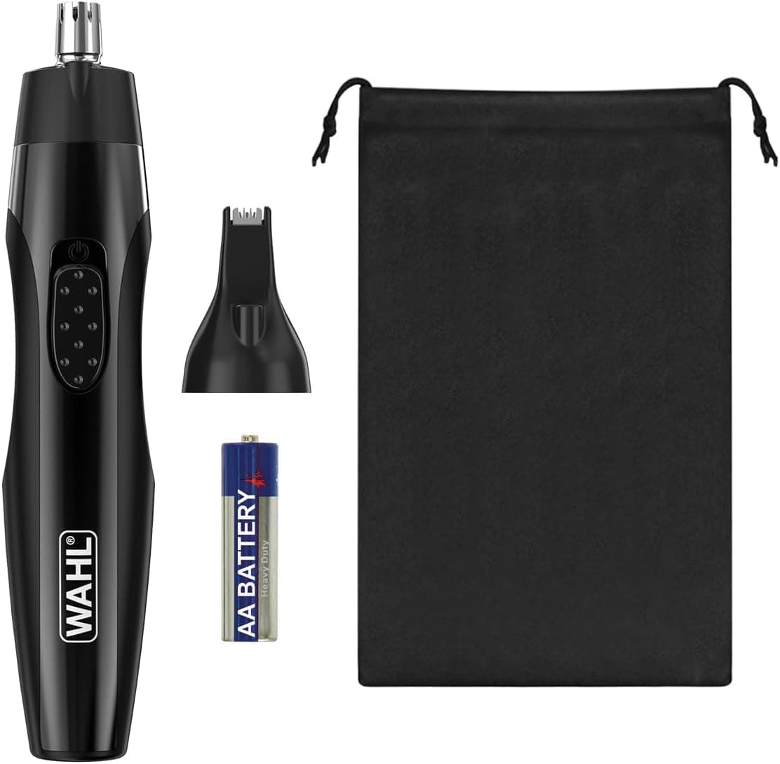 Wahl 2 in 1 Detail Trimmer | Aparador de pêlos faciais e nariz com cabeças laváveis e mala de transporte
