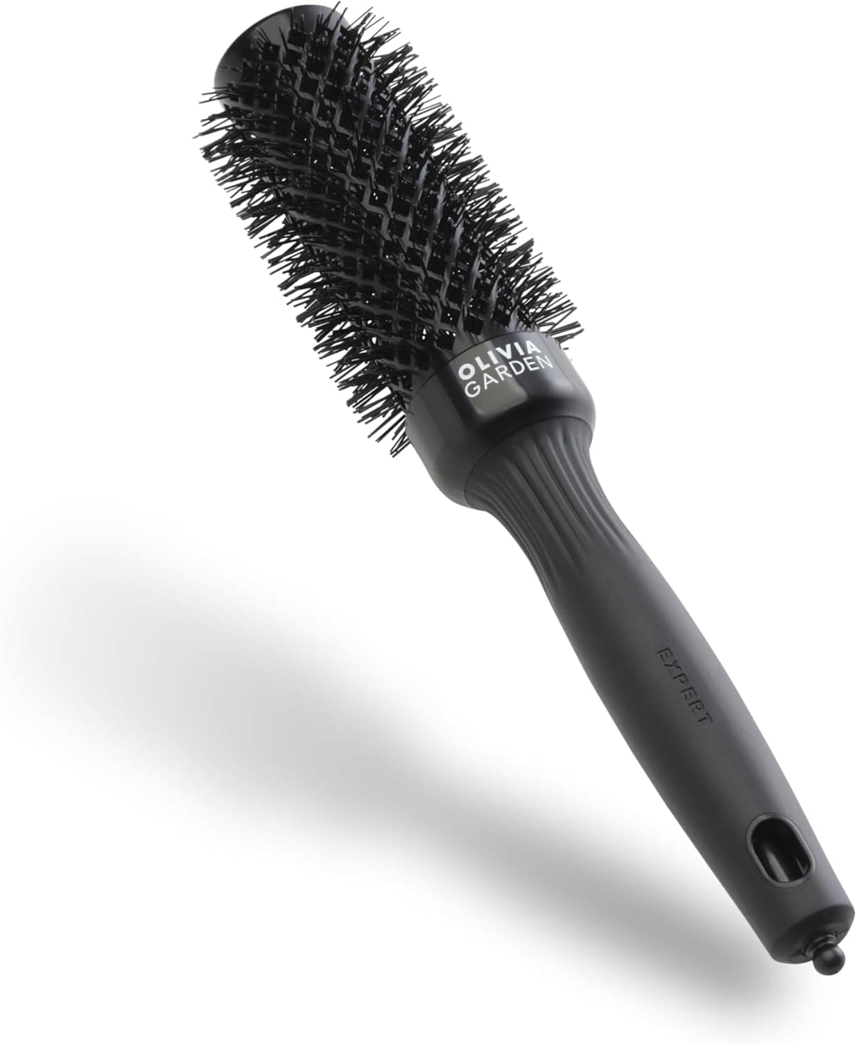 Olivia Garden Expert Blowout Shine - Preto - 35 - Escova redonda de cerâmica antiestática para uma secagem brilhante e sem encrespamento