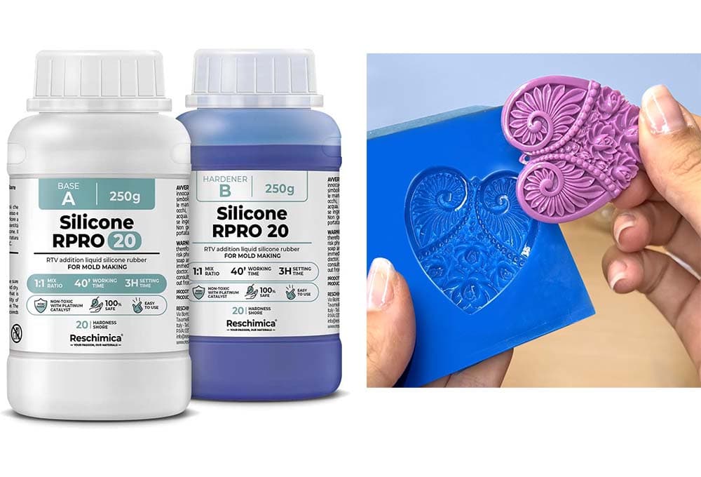 Silicone líquido para o fabrico de moldes de silicone R PRO 20, não tóxico e rápido 1:1 borracha silicone para moldes de resina DIY, fundição, artesanato (500 g)