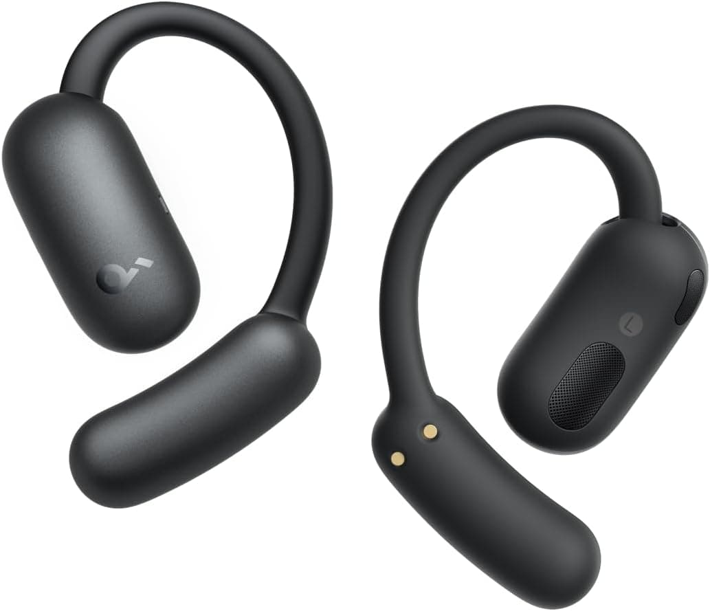 Soundcore AeroFit 2 da Anker, auriculares open-ear, 4 posições, graves 2X mais potentes, alta resolução, 42 horas de uso, IP55, chamadas claras, carregamento sem fios, tradução em tempo real