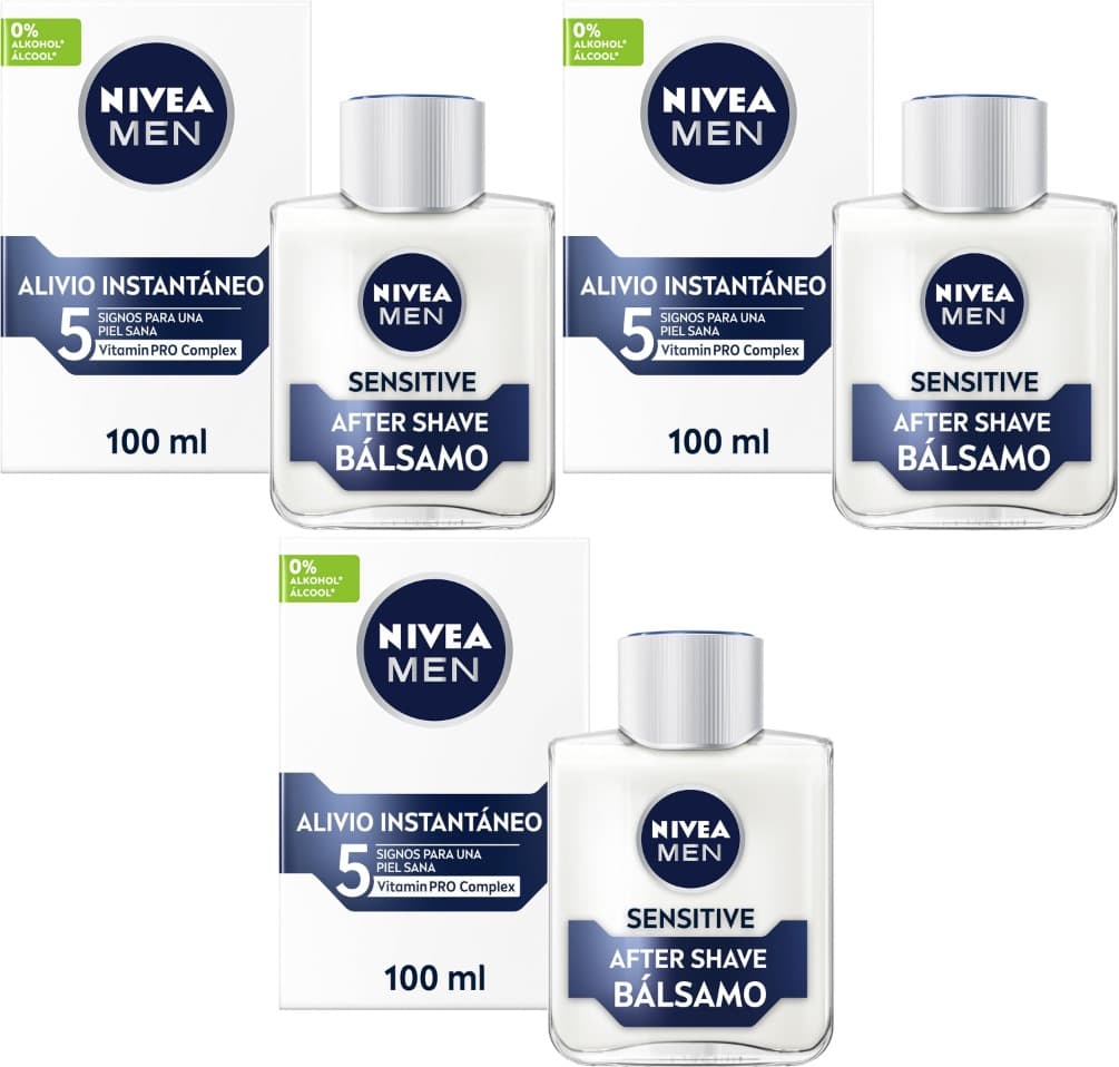 NIVEA MEN Sensitive BSJFS After Shave (1 x 100 ml), para cuidados com a pele sensível, bálsamo anti-irritações com 0% álcool para acalmar a pele instantaneamente