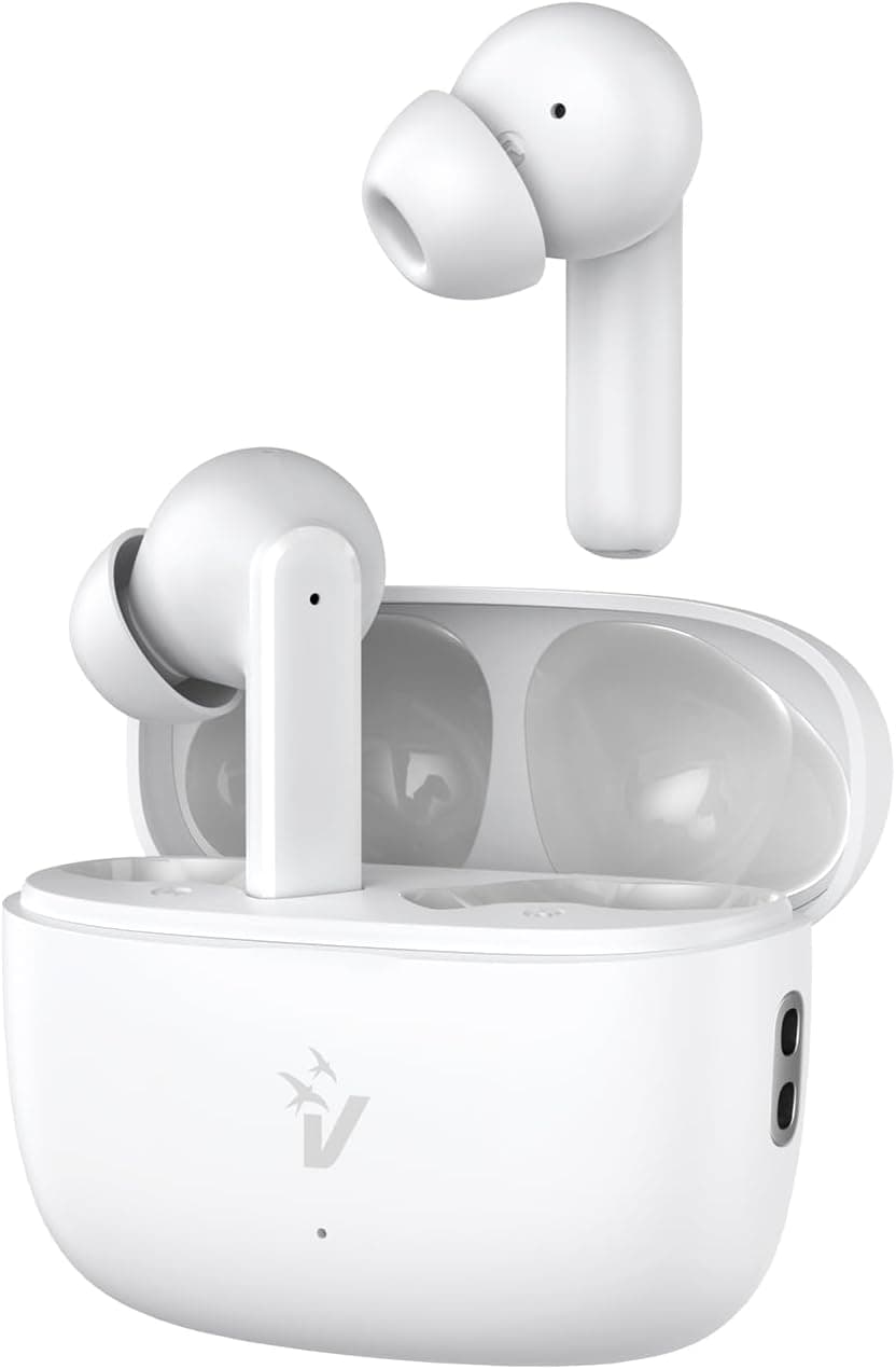 Vultech Pop EP-40WH | Auriculares intra-auriculares sem fios Bluetooth 5.3 com microfone e resistência à água IPX5