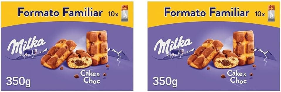 Milka Cake & Choc | Bolos fofos com pepitas e recheio de chocolate de leite dos Alpes, 2 unidades de 350 g