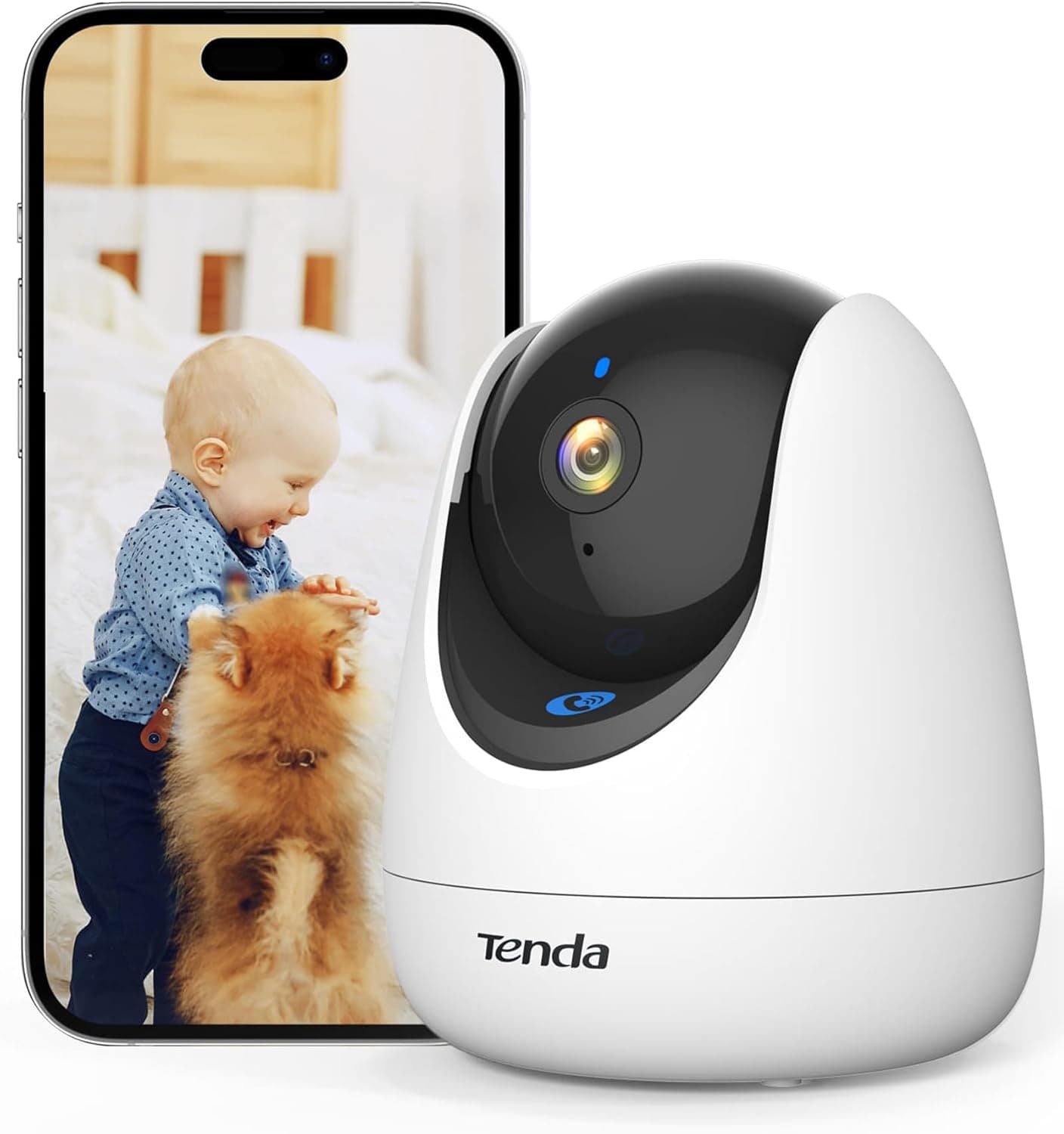 Tenda CP3 Pro V1.1 Câmara WiFi monitorização interior 2K, câmara de segurança cúpula 360°, visão noturna deteção de movimento, áudio bidirecional, compatível com Alexa